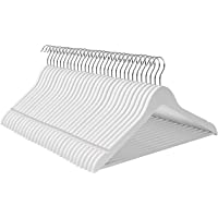 SONGMICS Perchas de Madera Maciza- Paquete de 30- con Barra de Colgar Pantalones Antideslizante- Muescas en Hombros…